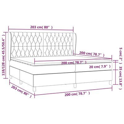 vidaXL fekete szövet rugós ágy matraccal 200 x 200 cm