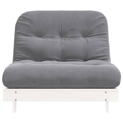 vidaXL fehér tömör fenyőfa futon kanapéágy matraccal 100 x 206 x 11 cm