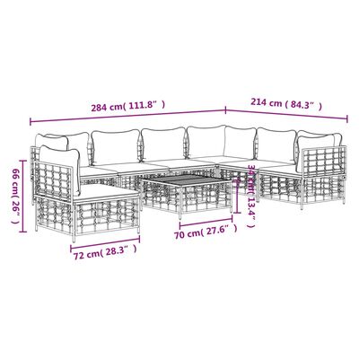 vidaXL 8 részes antracitszürke polyrattan kerti ülőgarnitúra párnákkal