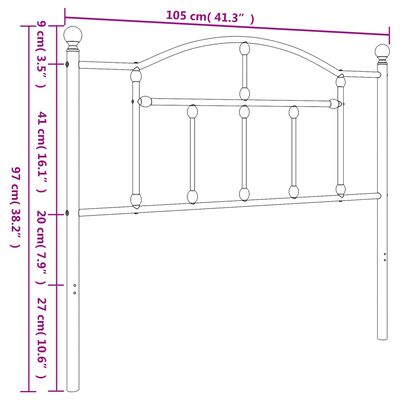 vidaXL fekete fém fejtámla 100 cm