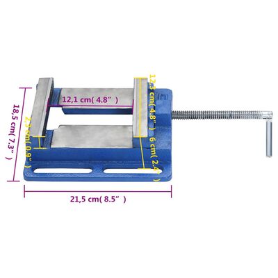 vidaXL kék öntöttvas fúrópréssatu 121 mm