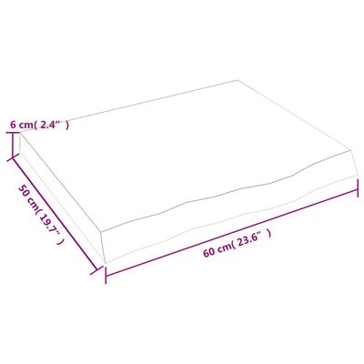 vidaXL kezeletlen tömör tölgyfa asztallap 60x50x(2-6) cm