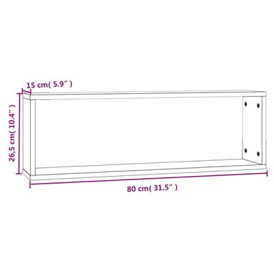 vidaXL 4 db barna tölgyszínű szerelt fa fali kockapolc 80x15x26,5 cm