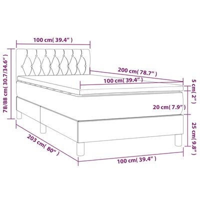 vidaXL sötétzöld bársony rugós ágy matraccal 100 x 200 cm