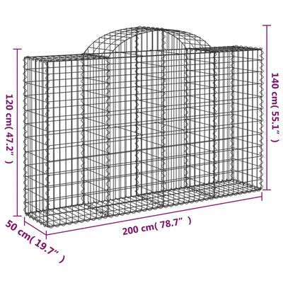 vidaXL 12 db íves horganyzott vas gabion kosár 200x50x120/140 cm