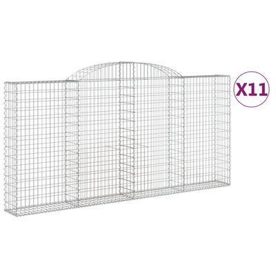 vidaXL 11 db íves horganyzott vas gabion kosár 300x30x140/160 cm