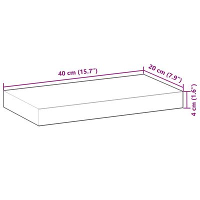 vidaXL 4 db kezeletlen tömör akácfa függőpolc 40 x 20 x 4 cm