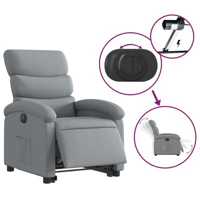 vidaXL elektromos felállást segítő világosszürke szövet dönthető fotel