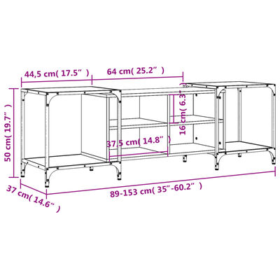 vidaXL fekete szerelt fa TV-szekrény 153 x 37 x 50 cm