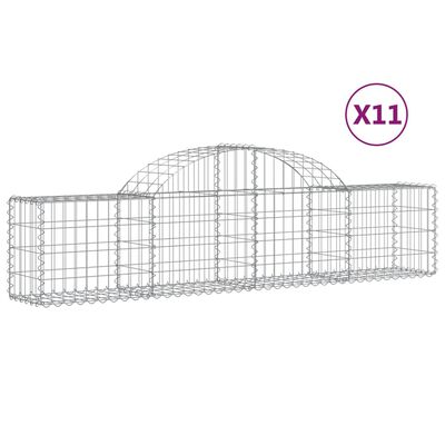 vidaXL 11 db íves horganyzott vas gabion kosár 200x30x40/60 cm