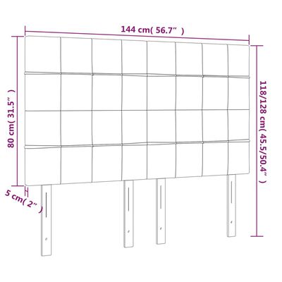 vidaXL sötétzöld bársony LED-es fejtámla 144x5x118/128 cm