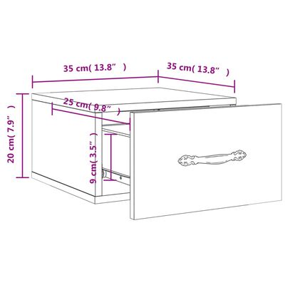 vidaXL 2 db barna tölgyszínű fali éjjeliszekrény 35 x 35 x 20 cm