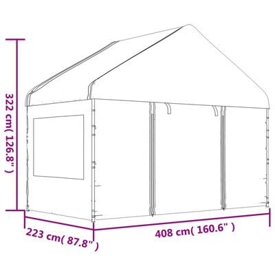 vidaXL fehér polietilén pavilon tetővel 20,07 x 4,08 x 3,22 m