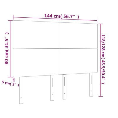 vidaXL fehér műbőr LED-es fejtámla 144x5x118/128 cm