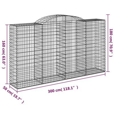 vidaXL 20 db íves horganyzott vas gabion kosár 300x50x160/180 cm