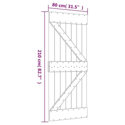 vidaXL tömör fenyőfa tolóajtó fémszerelék szettel 80 x 210 cm