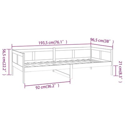 vidaXL szürke tömör fenyőfa kanapéágy 90 x 190 cm