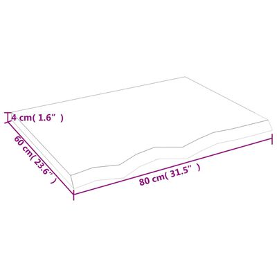 vidaXL világosbarna kezelt tömör tölgyfa asztallap 80x60x(2-4) cm