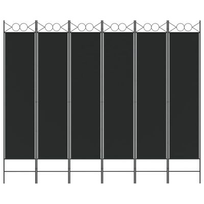 vidaXL 6-paneles fekete szövet térelválasztó 240 x 200 cm