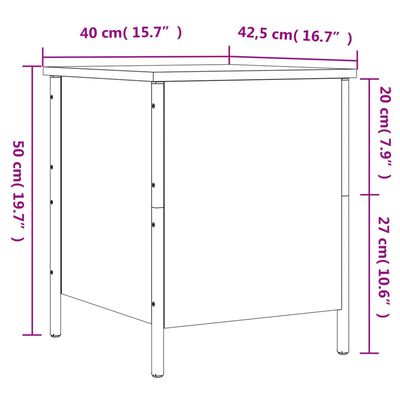 vidaXL füstös tölgy színű szerelt fa tárolópad 40 x 42,5 x 50 cm