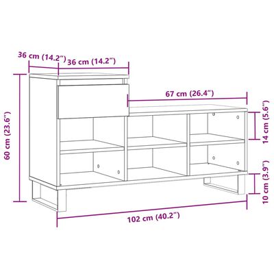 vidaXL magasfényű fehér szerelt fa cipősszekrény 102x36x60 cm