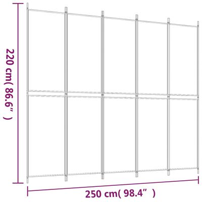 vidaXL 5 paneles fekete szövet térelválasztó 250x220 cm