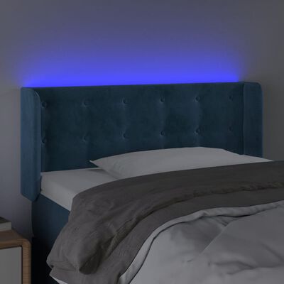 vidaXL sötétkék bársony LED-es fejtámla 103 x 16 x 78/88 cm