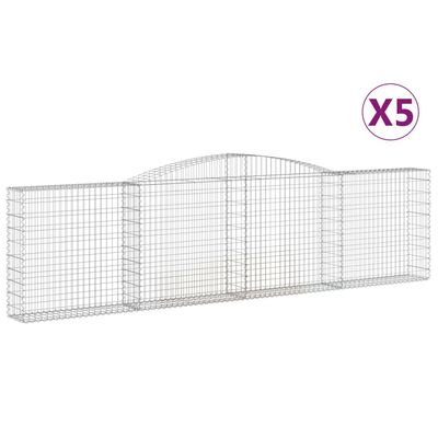 vidaXL 5 db íves horganyzott vas gabion kosár 400x30x100/120 cm