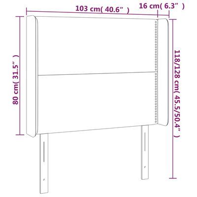 vidaXL világosszürke bársony fejtámla szárnyakkal 103x16x118/128 cm