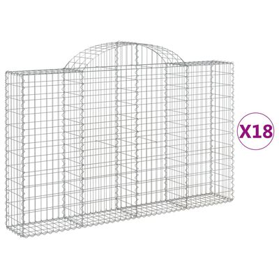 vidaXL 18 db íves horganyzott vas gabion kosár 200x30x120/140 cm