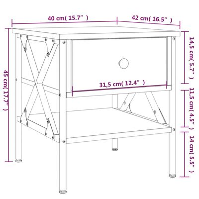 vidaXL 2 db füstös tölgy színű szerelt fa éjjeliszekrény 40x42x45 cm