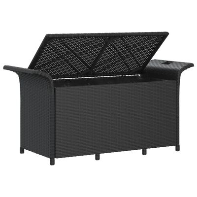 vidaXL fekete polyrattan kerti pad párnával 116 x 46 x 57 cm