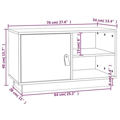 vidaXL mézbarna tömör fenyőfa TV-szekrény 70 x 34 x 40 cm