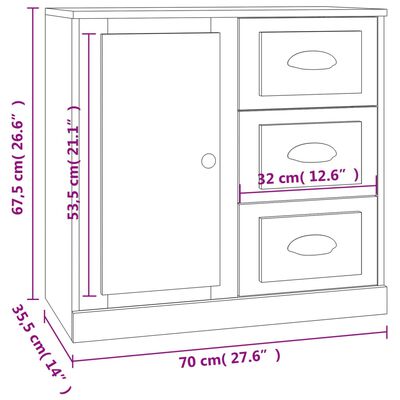 vidaXL magasfényű fehér szerelt fa tálalószekrény 70x35,5x67,5 cm