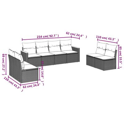 vidaXL 8 részes vegyes bézs polyrattan kerti ülőgarnitúra párnákkal