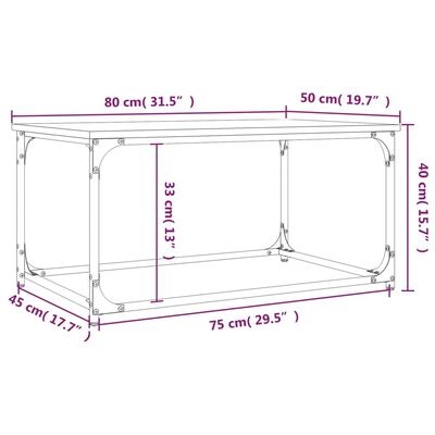 vidaXL sonoma tölgy színű szerelt fa és vas dohányzóasztal 80x50x40 cm