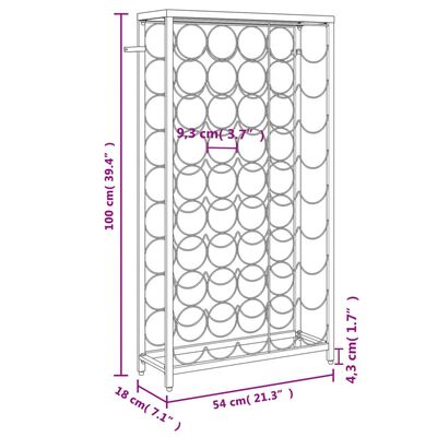 vidaXL fekete kovácsoltvas bortartó 45 palackhoz 54 x 18 x 100 cm