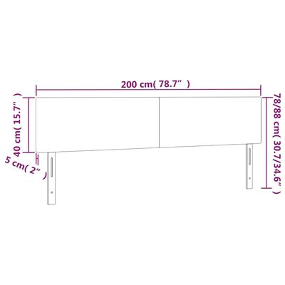 vidaXL fekete műbőr LED-es fejtámla 200 x 5 x 78/88 cm