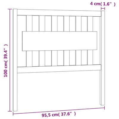 vidaXL fehér tömör fenyőfa ágyfejtámla 95,5 x 4 x 100 cm