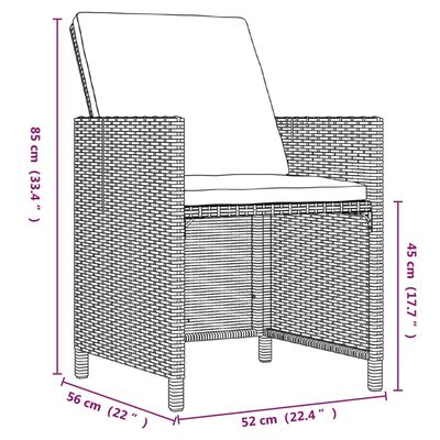 vidaXL 21 részes fekete polyrattan kerti étkezőgarnitúra párnákkal