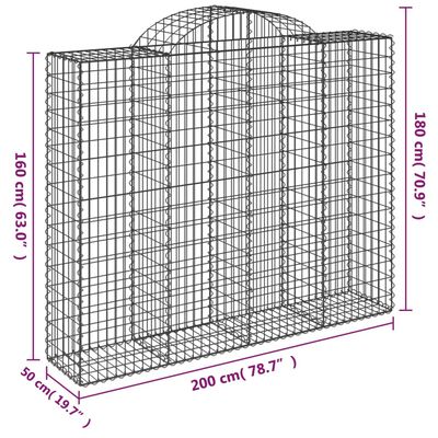 vidaXL 7 db íves horganyzott vas gabion kosár 200x50x160/180 cm