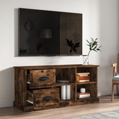 vidaXL füstös tölgyszínű szerelt fa TV-szekrény 102 x 35,5 x 47,5 cm