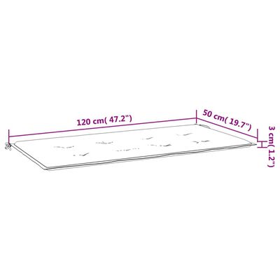 vidaXL fekete kockás oxford-szövet kerti padpárna 120 x 50 x 3 cm