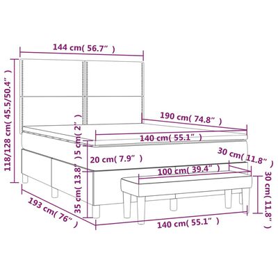 vidaXL cappuccino színű műbőr rugós ágy matraccal 140 x 190 cm