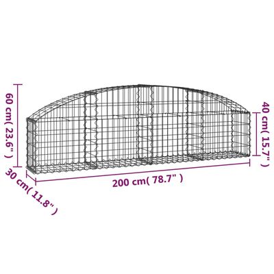 vidaXL íves horganyzott vas gabion kosár 200x30x40/60 cm