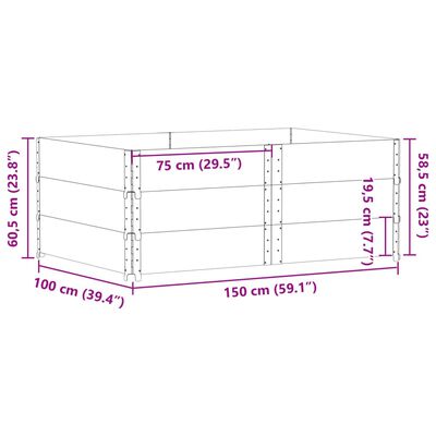 vidaXL barna tömör fenyőfa kerti növénytartó 150 x 100 cm