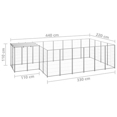 vidaXL ezüstszínű acél kutyakennel 8,47 m²