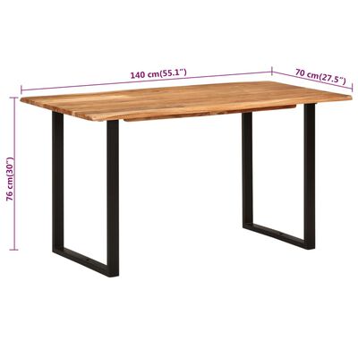 vidaXL tömör akácfa étkezőasztal 140 x 70 x 76 cm