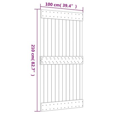 vidaXL tömör fenyőfa tolóajtó fémszerelék szettel 100 x 210 cm