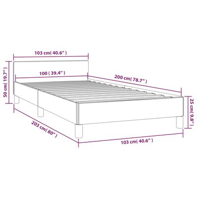 vidaXL sötéts szövet ágykeret fejtámlával 100 x 200 cm